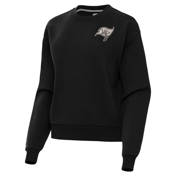 Women's Antigua Black Tampa Bay Buccaneers Victory Pullover Sweatshirt