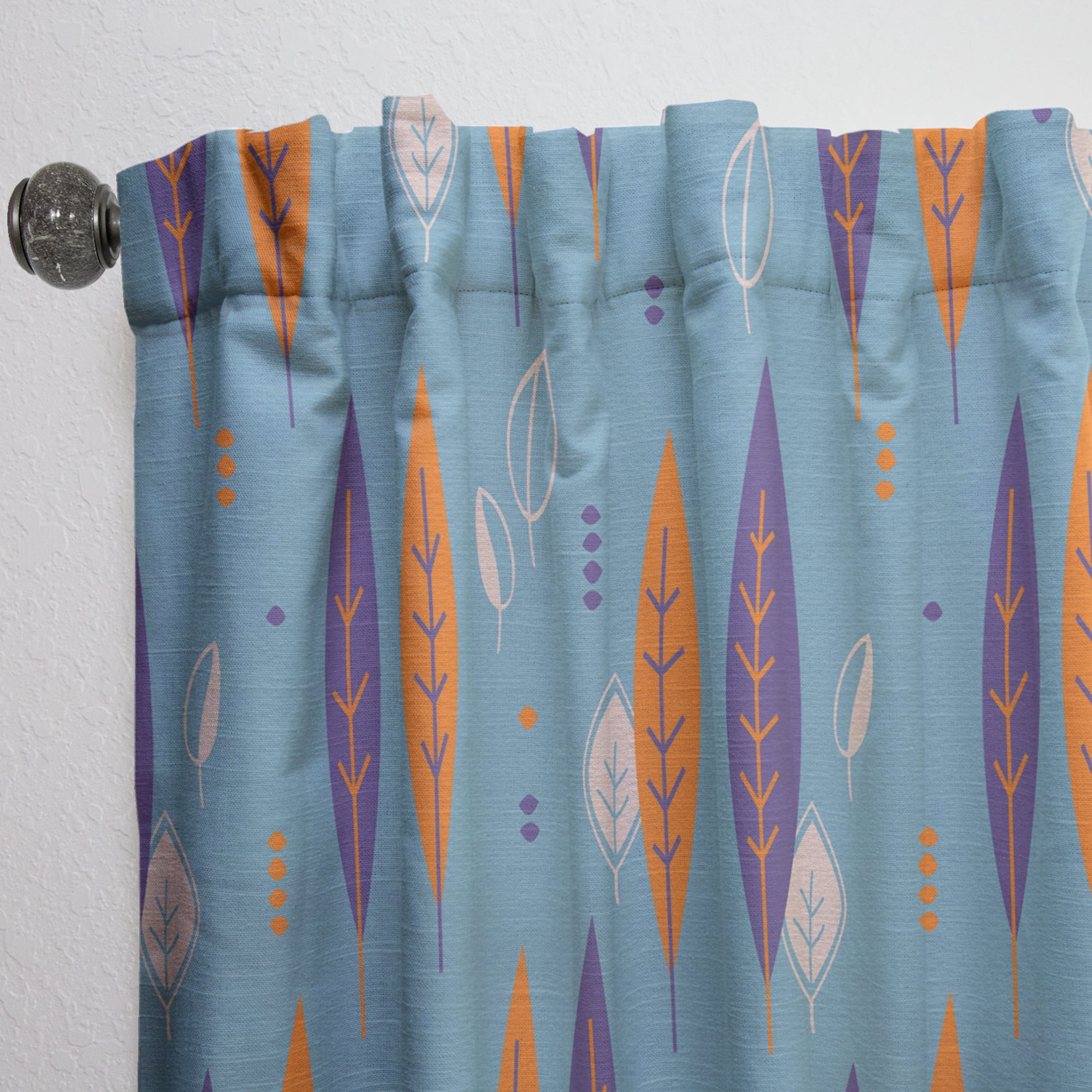Designart 'Botanical Floral Retro Pattern II' Mid-Century Modern Curtain Panel