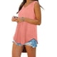 thumbnail image 5 of Camisetas sin mangas para mujer, cuello en V, color sólido básico, casual, fluido, verano, sin mangas Ormromra WRHS-246-4, 5 of 6