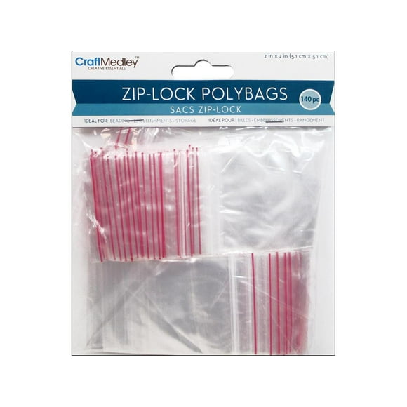 Craft Medley Ziplock Polybags 140/Pkg-2"X2" Clear