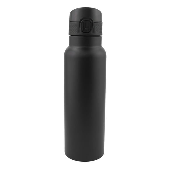 Termo Doble Pared Ambient 21 Acero Inoxidable 750 ml Negro con Popote de Silicón
