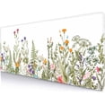 thumbnail image 1 of White Extended Mouse Pad Large Stable Rubber Base with Stitched Edges, Colorful Weeds Wildflowers Design, Perfect for Work, Game, Office, Home, 31.5x11.8 Inch, 1 of 6