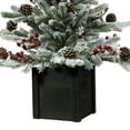 thumbnail image 3 of Haute Decor 36 Inch Unlit flocked Stockhorn Potted Fir Tree with Berries and Pinecones in Black Wooden Pot, 3 of 5