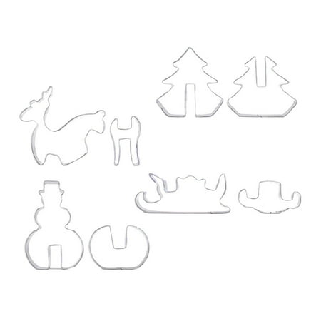 

NUOLUX 8pcs DIY Stainless Steel Bakeware 3D Christmas Cookie Cutter Biscuit Mold Fondant Cake Decorating Tools