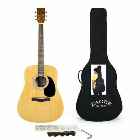 Easy Play No Sore Fingers Acoustic Guitar Player Package with Custom Easy Neck design, Low pressure bracing & Soft touch