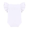 thumbnail image 3 of FYMNSI Infant Baby Girl 1st First Birthday Outfit Summer Flutter Sleeve Romper Bodysuit Skirted Shorts Bloomers Bowknot Headband 3pcs Clothes Set Photo Props 6-12 Months Blueberry, 3 of 7