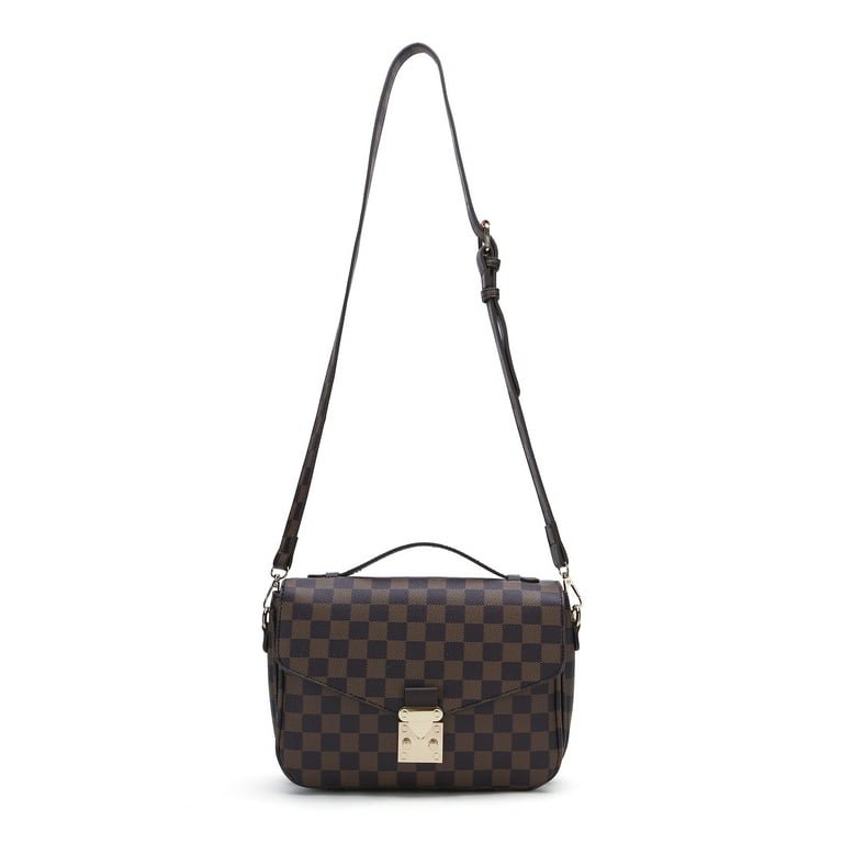 Mk Gdledy Checkered Cross Body Bag - Womens Purse Checkered Evening Bag Ladies Shoulder Bags - PU Vegan Leather (Brown Checkered), Women's, Size: iPad