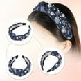 thumbnail image 3 of Unique Bargains Pearly Crystal Knotted Women Headband Classic Casual Style Headband for Women Deep Blue 5.24"x1.97", 3 of 6