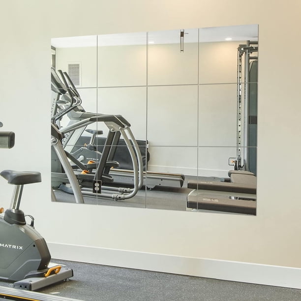 Azulejos de Espejo de Pared de Longitud Completa, 12 x 12 x 4 Piezas sin Marco, Espejo de Pared de Vidrio para Gimnasio en casa, Puerta, recámara, Sala de Estar