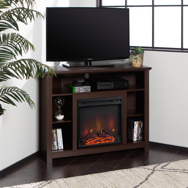 Manor Park Tall Corner Fireplace Tv Stand For Tv S Up To 48 Espresso Walmart Com Walmart Com