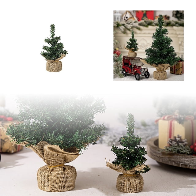 Festive Mini Linen Christmas Tree for Elegant Holiday Tabletop Bar and Party Centerpiece Arrangements