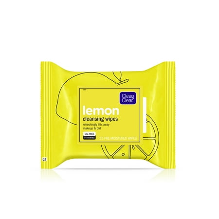 Clean & Clear Oil-Free Lemon Face Cleanser Wipes with Vitamin C, 25 (Best Face Wash In India 2019)