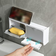 Creative Soap Holder Punch-Free Soap Dish Clamshell Soap Soap Holder Creative Tray Plastic Soap Box Wall Mounted Drainage Soap Holder for Indoor