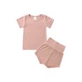 thumbnail image 1 of xiaxaixu Solid Color Short Sleeve Round Neck Pullover + High Waisted Pants, 1 of 5