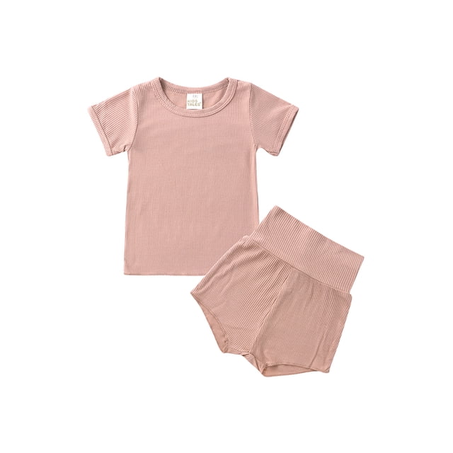 xiaxaixu Solid Color Short Sleeve Round Neck Pullover + High Waisted Pants