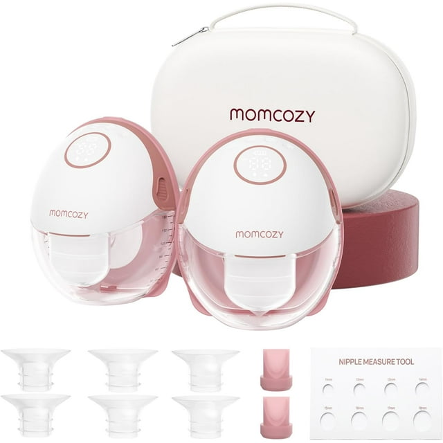 Momcozy Tire-lait Mains Libres Style Mobile / M6, Tire-Lait Portable Idéal pour l'Allaitement au Rythme pour Plus de Lait, Bride DoubleFit Plus Ajustée et Discrète, 24 mm, Capacité de Volume 180 ml. (Cozy Red, Lot de 2)