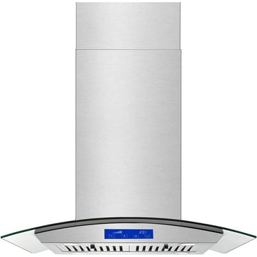 Island Range Hood 30 Inch 700 CFM Ceiling Mount Stainless Steel Kitchen Vent Hood Touch Screen Control Kitchen Exhaust Hood Ducted Ductless Convertible 3-speed Ventilation Fan
