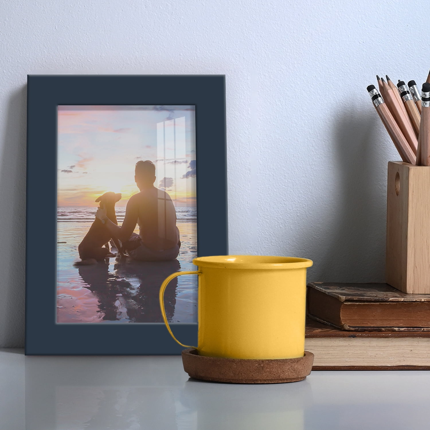 Modern 4 in. x 6 in. Dark Blue Picture Frame (Set of 2)