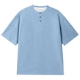 thumbnail image 2 of Mens Waffle Knit Short Sleeve Henley, Lightweight Athletic Fit Tee, Breathable Casual Wear for Summer & Gym, XL, 2 of 5