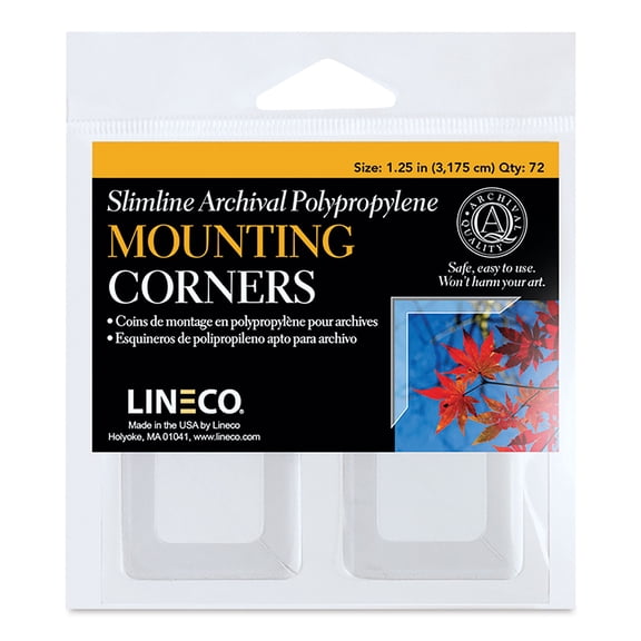 POLYPROPYLENE MOUNTING 1one-quarter inch CORNERS CLEAR  SLIMLINE  by Lineco - Box of 72