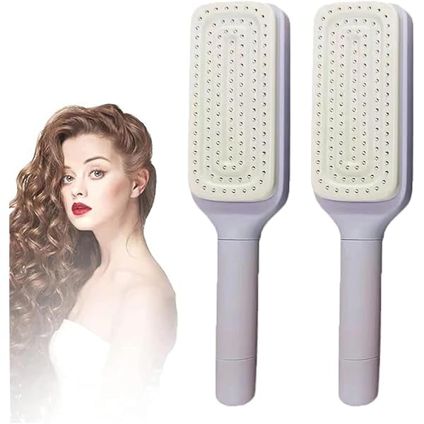 wonima11 Cleaning Rotating Lifting Comb, Rotate Lifting Self Cleaning Hairbrush for Women, 4 in 1 Self Cleaning Hair Brush, Self-Cleaning Anti-Static Massage Comb (Purple)