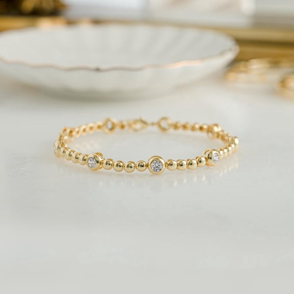 2 Ct Round Cut Simulated Diamond Women's Tennis Bracelet 14k Yellow Gold Plated 7"