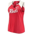 thumbnail image 2 of Women's Majestic Red/White Cincinnati Reds Plus Size Shutout Supreme Sleeveless Muscle Tank Top, 2 of 3