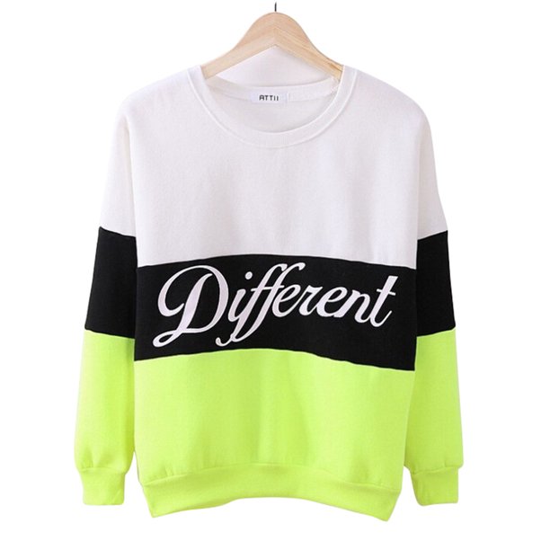 Sudaderas con capucha estampadas con letras de retales de lana para mujer O Cuello de manga larga Pullover Tops Sudaderas Advancent FS6424-15
