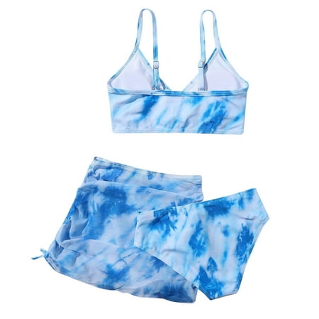 

Cathalem Girls Swimsuits Girls Guard Set Swimsuit Girls Crisscross Dyeing Floral Three To Cute Print Printing Summer Piece Beach Surf Clothes Blue 13-14 Years
