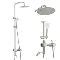 3-Function 304 Stainless Steel Wall-Mounted Outdoor Shower System, Brushed Nickel