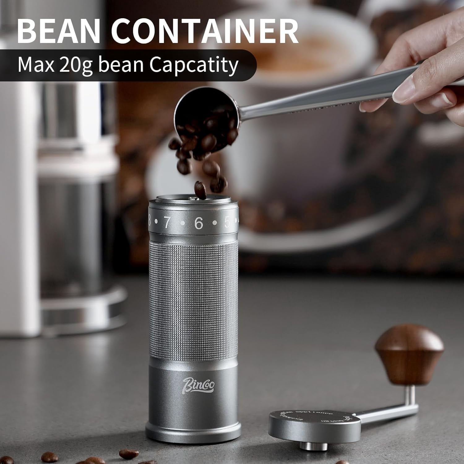 Manual Coffee Grinder with CNC Steel Burr and 9 Precision Settings for Espresso to French Press