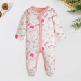 thumbnail image 2 of Xyant Unisex Baby Long Sleeve Cotton Romper Cartoon Print Pajamas Snap Soft Footed Jumpsuit for Infant Boys Girls 0-12 Months, 2 of 5