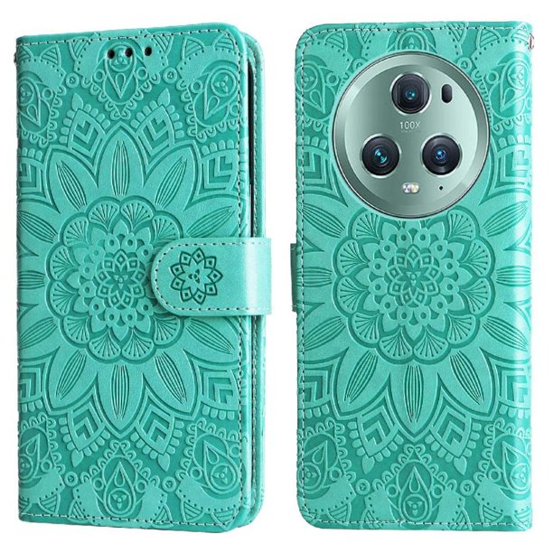 Funda tipo cartera GANGXUN para Honor Magic 5 Pro , diseño girasol, cuero PU, soporte, cierre magnético, tarjetero