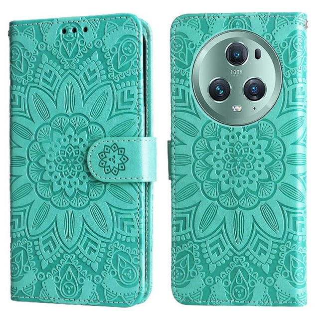 Funda tipo cartera GANGXUN para Honor Magic 5 Pro , diseño girasol, cuero PU, soporte, cierre magnético, tarjetero