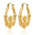 thumbnail image 3 of 14K Solid Yellow Gold Heart Irish Claddagh Celtic Medium Hoop Earrings Jewelry, 3 of 10