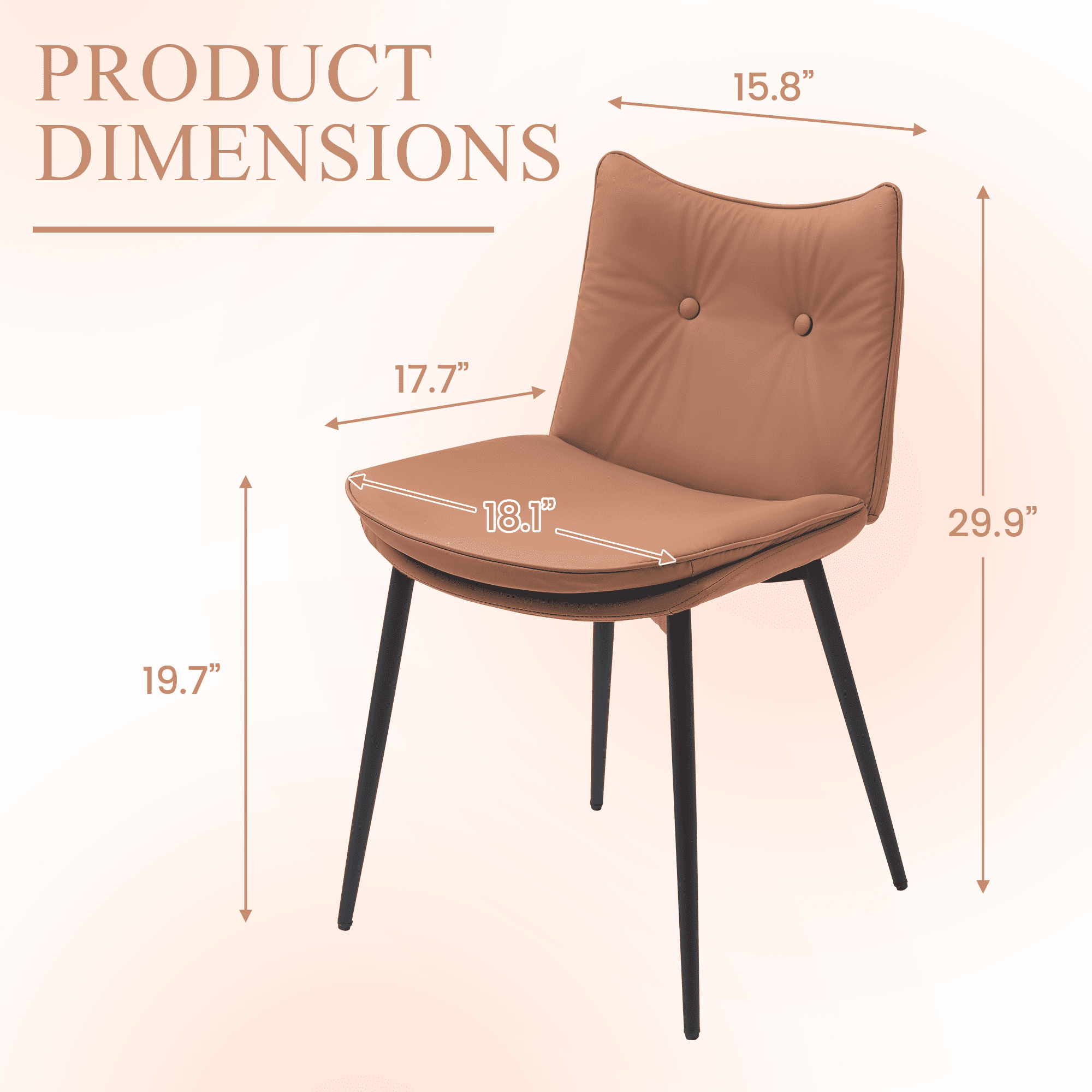 Homhum Upholstered Dining Chairs Set of 2, Faux Leather Kitchen Chairs w/ Button Tufted Back, Brown