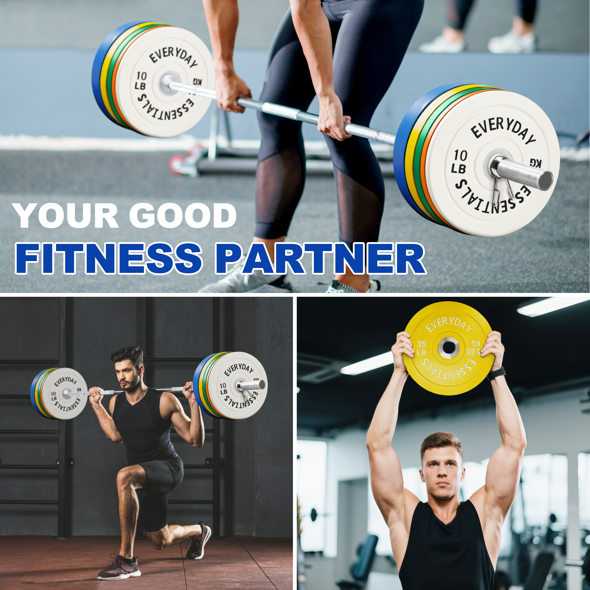 BalanceFrom Fitness 260 Lb Olympic Bumper Plate Set – 10-Piece Black Rubber Plates (2x10, 2x15, 2x25, 2x35, 2x45 Lbs)