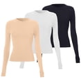 thumbnail image 3 of Vinsonshop 3pc Fitted Shirts for Women Plain Shirts for Women Plain Long Sleeve Shirt Women Crew Neck T Shirts for Women Plain T Shirts for Women Fitted Long Sleeve Shirt Women A L, 3 of 4