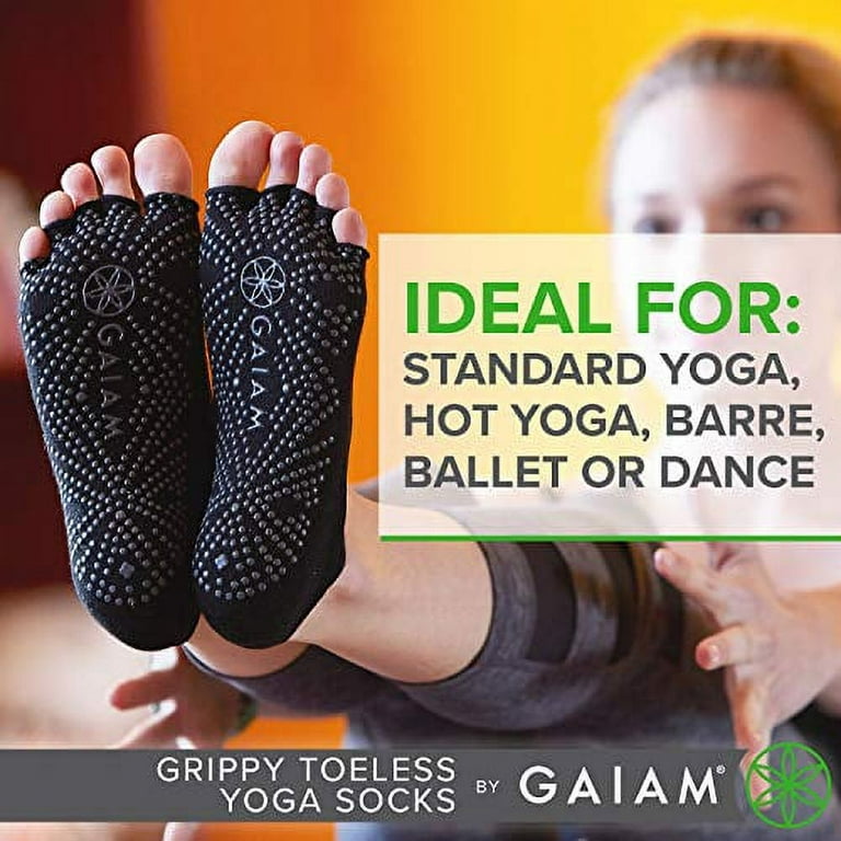 Gaiam Grippy Toeless Yoga Socks Nonslip Natural Feel For Movement And  Balance