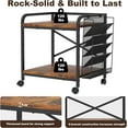 thumbnail image 2 of POAO Large Printer Stand with File Holder Organizer,Adjustable Height Shelf with Wheels,Rolling Printer Cart with Storage for Home Office,Rustic Brown, 2 of 9