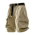 thumbnail image 2 of Man Solid-Color Loose Casual Large-Pocket Functional Waist Belt Work Pants Shorts Half Shorts Pants, 2 of 9
