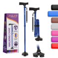 thumbnail image 1 of Bastón Allay para hombre y mujer: plegable, ajustable y plegable para personas mayores, con equilibrio, de pie, punta pivotante, resistente, con bolsa de viaje | Bastones para personas mayores - Azul, 1 of 5