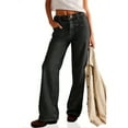 thumbnail image 6 of Womens Mid Rise Wide Leg Jeans Boyfriend Casual Denim Pants with Pockets, 6 of 7