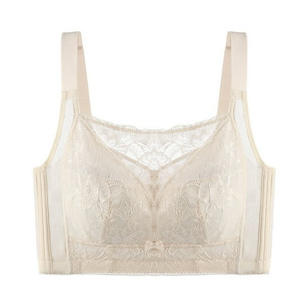 Crunowin Women s Sexy Lace Bra  No Underwire Comfortable Adjustable Shoulder Strap Solid Color Full Coverage Daily Underwear Beige M