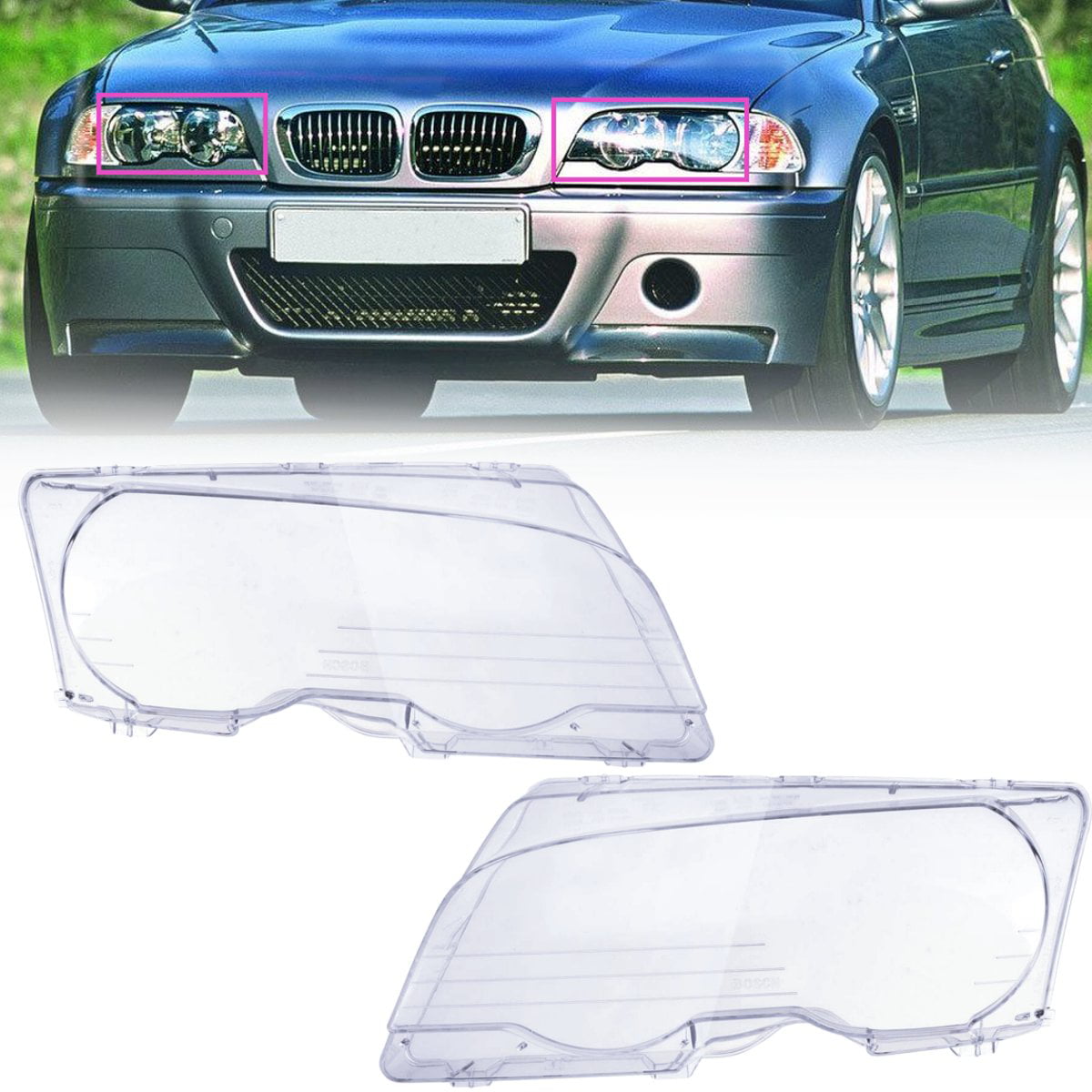 Left Side Headlight Cover Lenses Head Lamp Lens Fits BMW 3-Series E46 M3 2000-06