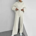 thumbnail image 2 of Women 2 Piece Lounge Outfits Cotton Ribbed Knit Sweatsuits Oversized Pullover Hoodie and Wide Leg Sweatpant Set (XL, White), 2 of 7
