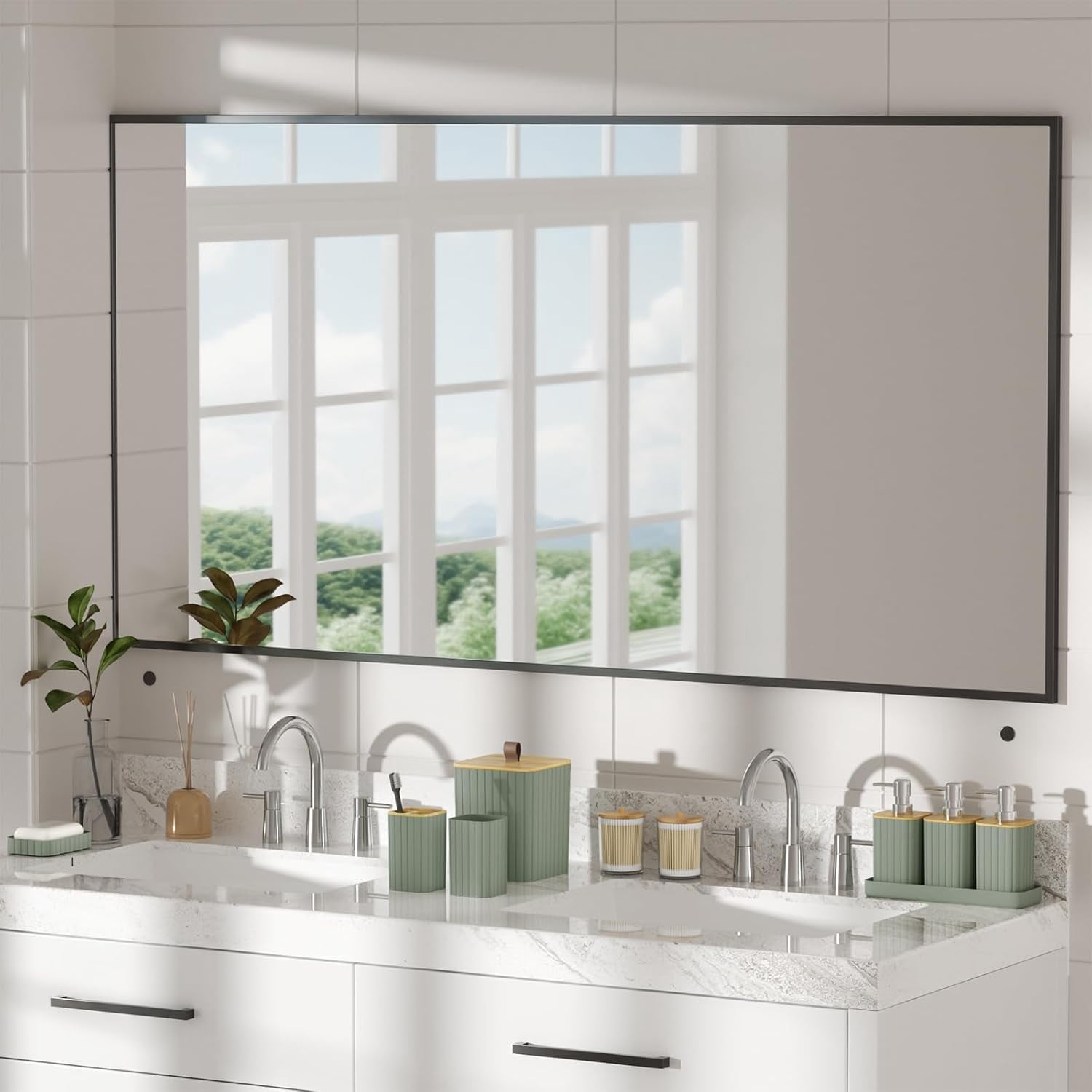 Bathroom Accessory Set - White Bathroom Set, 12PC Bathroom Accessories Set, White Bathroom Accessories Set, Mini Trash Can, Toilet Brush, Trash Can & Soap Dispenser