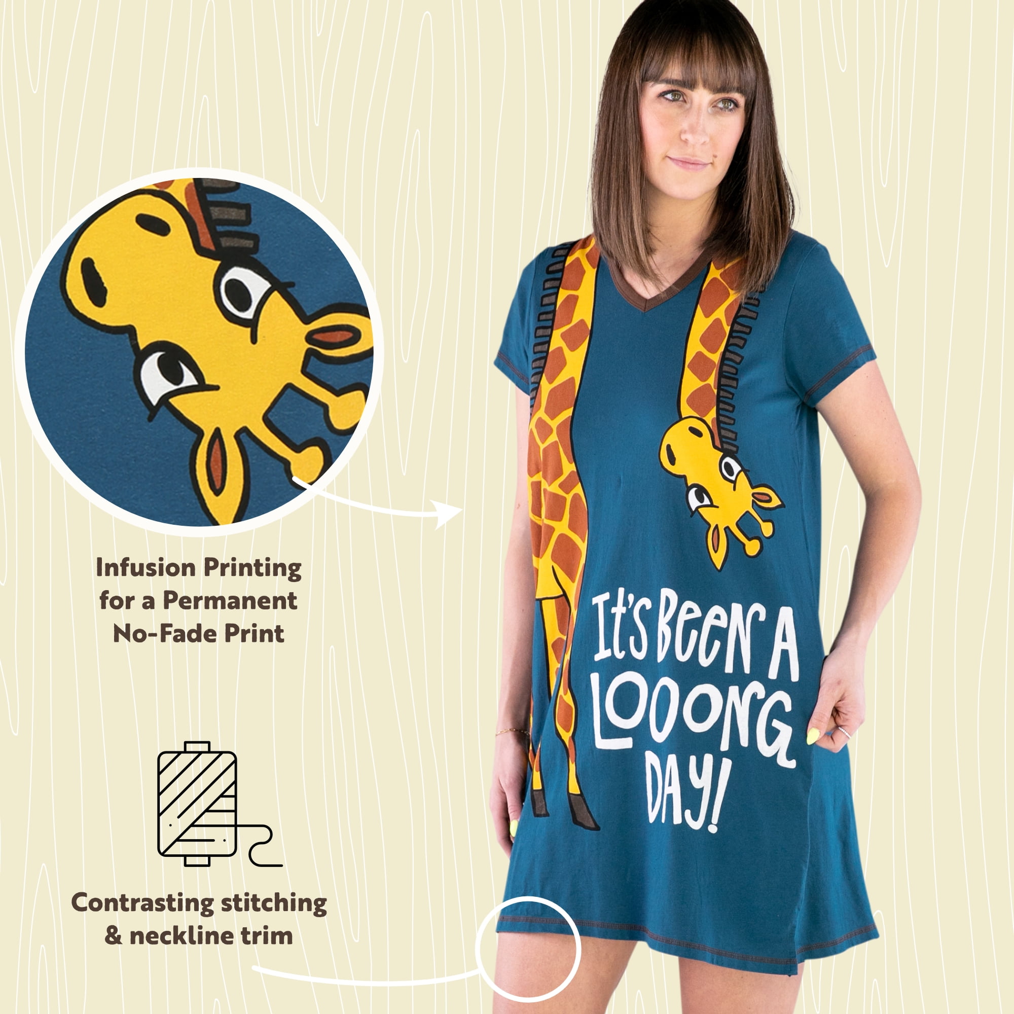 LazyOne Women's Funny Nightgown, V-Neck Cotton Sleep Shirt, Long