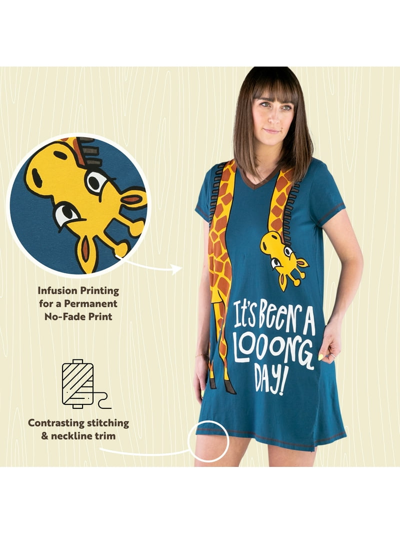 LazyOne Women's Funny Nightgown, V-Neck Cotton Sleep Shirt, Long