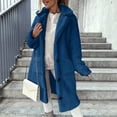 thumbnail image 2 of Fesfesfes Women's Casual Long Fleece Coat Lapel Collar Button Down Midi Length Plush Winter Warm Jacket Outwear with Pockets for Fall Winter Seasonal Daily Wear, 2 of 9
